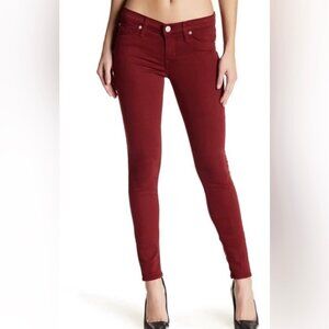Hudson Womens Krista Super Skinny Jeans Burgundy Red Stretchy Mid Rise size 27
